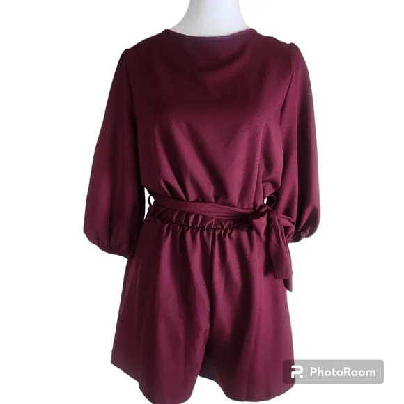 2 Hearts mock neckline sleeves 3/4 waist Belt Size Small - Picture 3 of 14